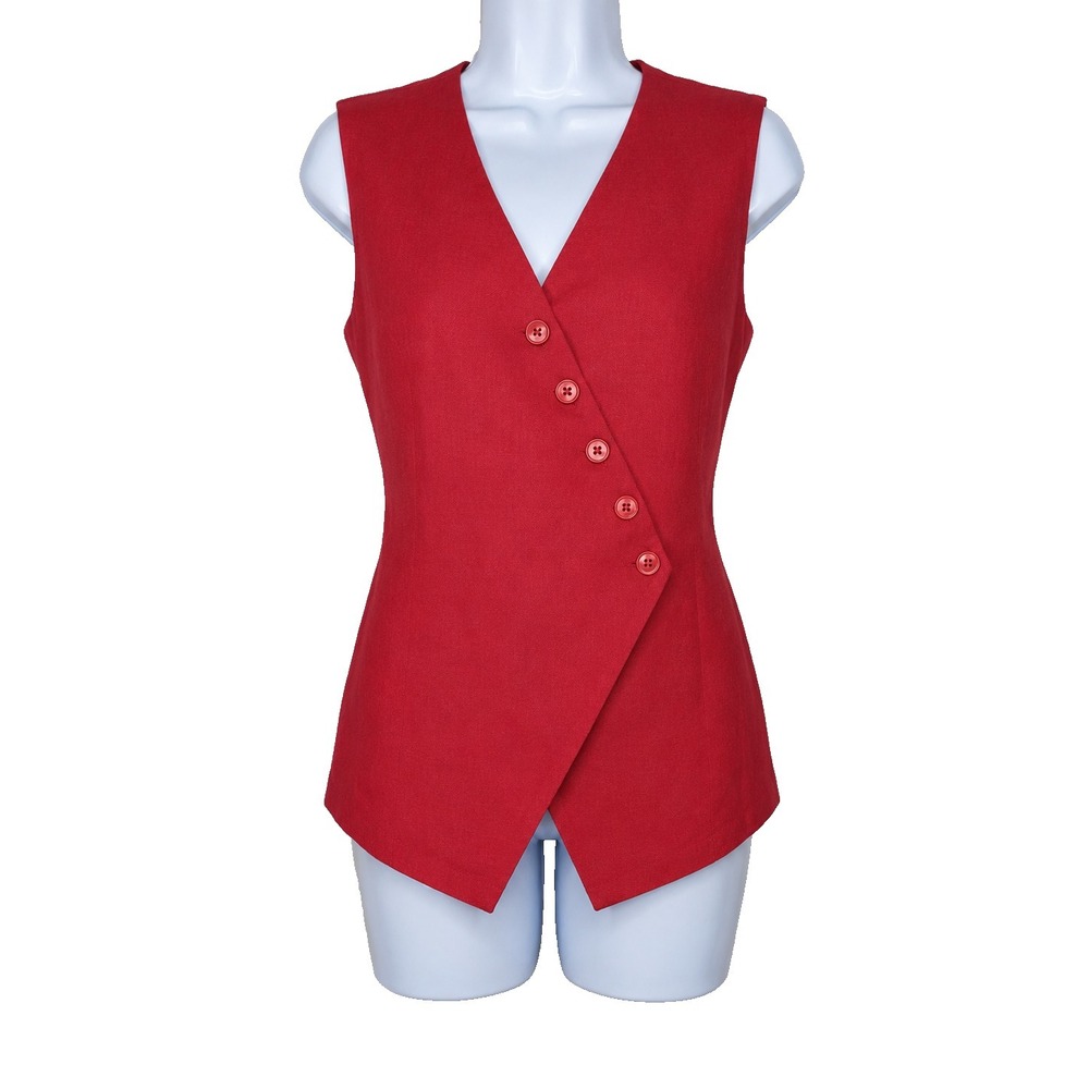 Abercrombie & Fitch Red Sleeveless Button-Front Wrap Top